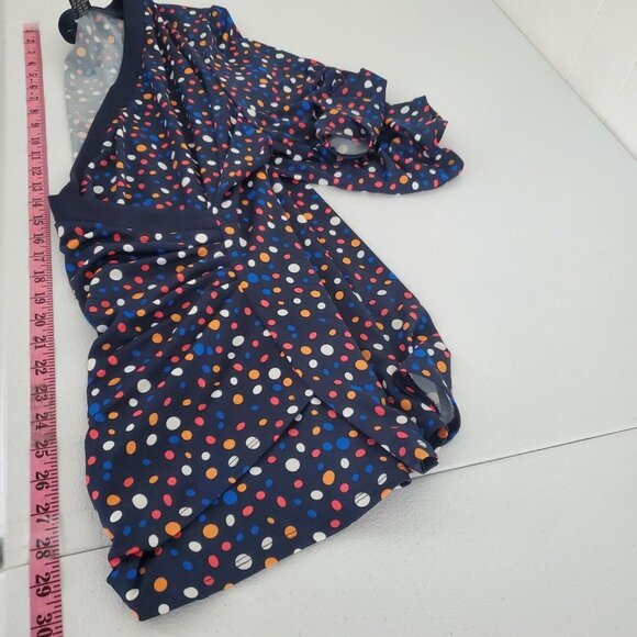 Maggie Barnes Womens Blue Polka Dot Crossover Blouse Size 2X V Neck 3/4 Sleeve - Picture 9 of 11